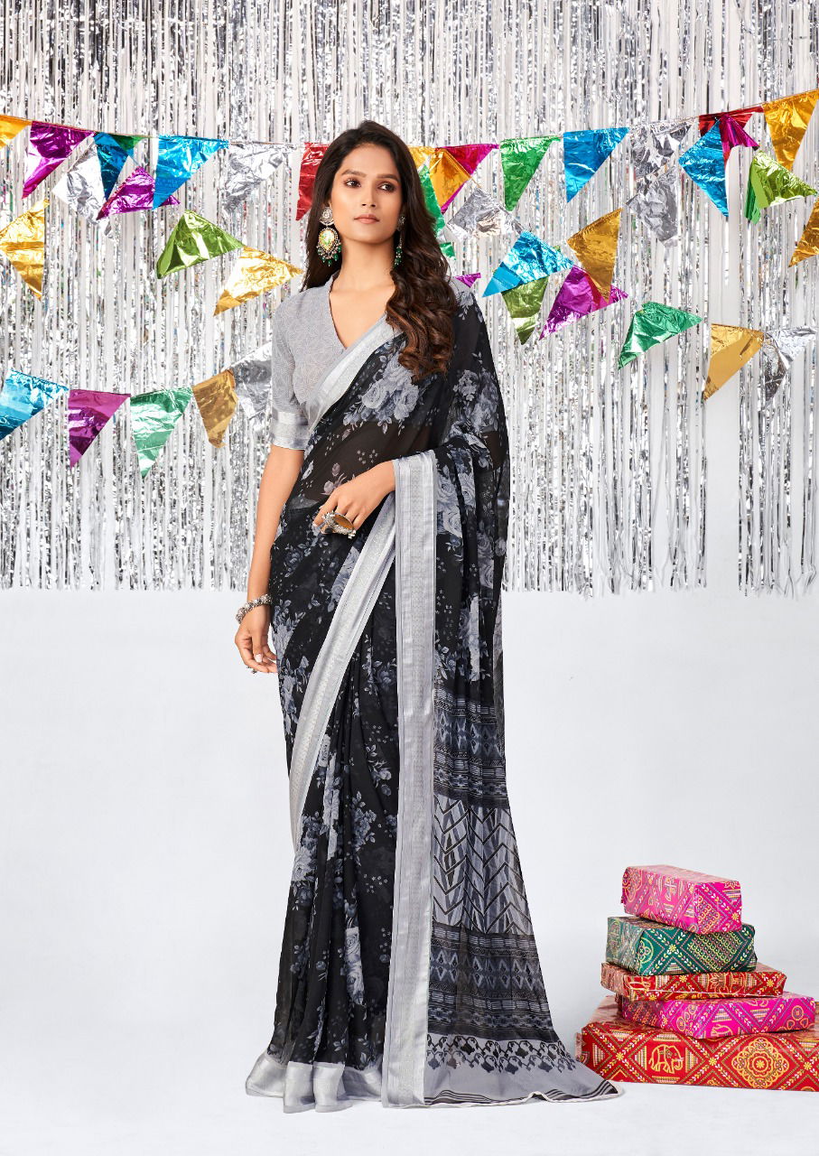 Stavan Shara New Printed Designer Fancy Wear Georgette Saree Collection